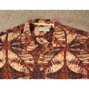 CARIBBEAN Pure Silk Hawaiian Shirt Sz XL Floral Palm Tropical Beach Button Up
